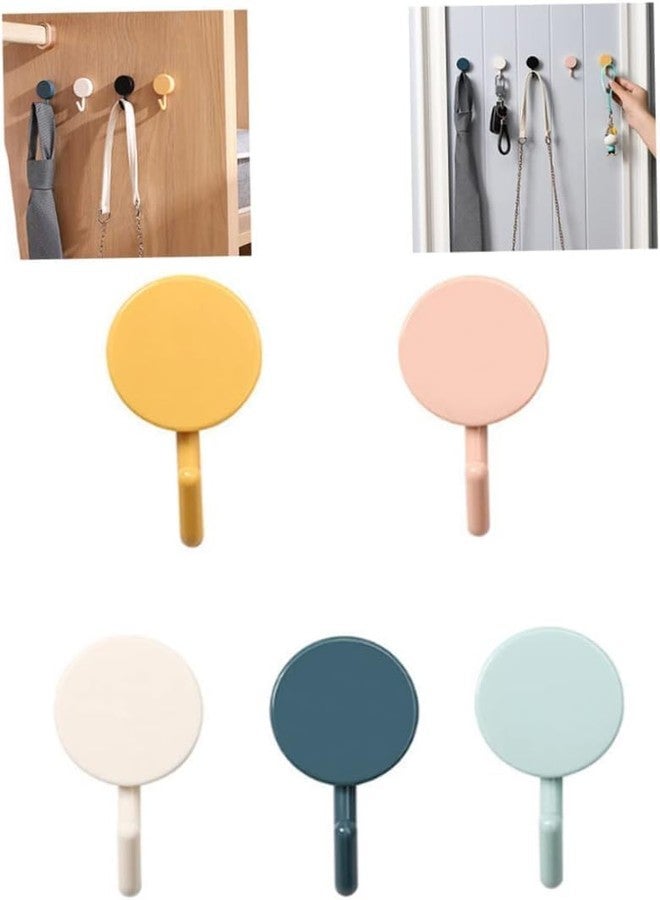 aoukoslt 5Pcs Colorful Self Adhesive Hook, Cute Wall Hooks, Towel Hooks, Home Storage, Stick On Plastic, Decorative Wall, Key Holder for Kitchen Bathroom Office Closet Self Adhesive Hook, Utensil Hooks - Image 5